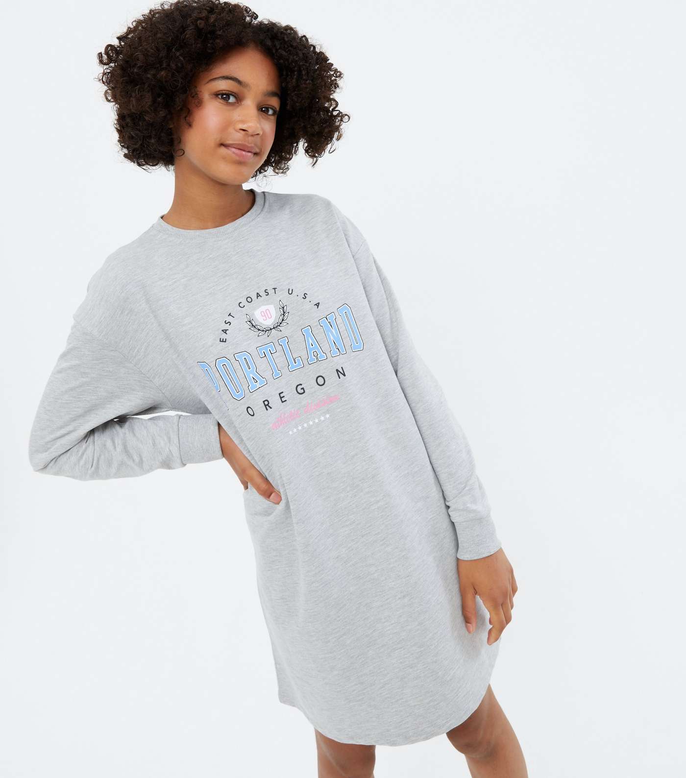 Girls Grey Portland Logo Sweatshirt Dress