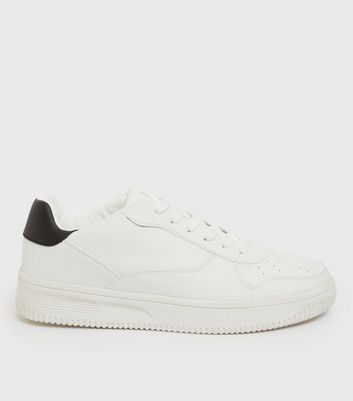 White Contrast Back Lace Up Chunky Trainers | New Look