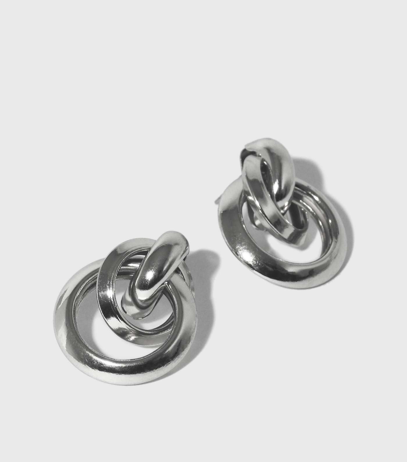 Silver Triple Hoop Mini Doorknocker Earrings
