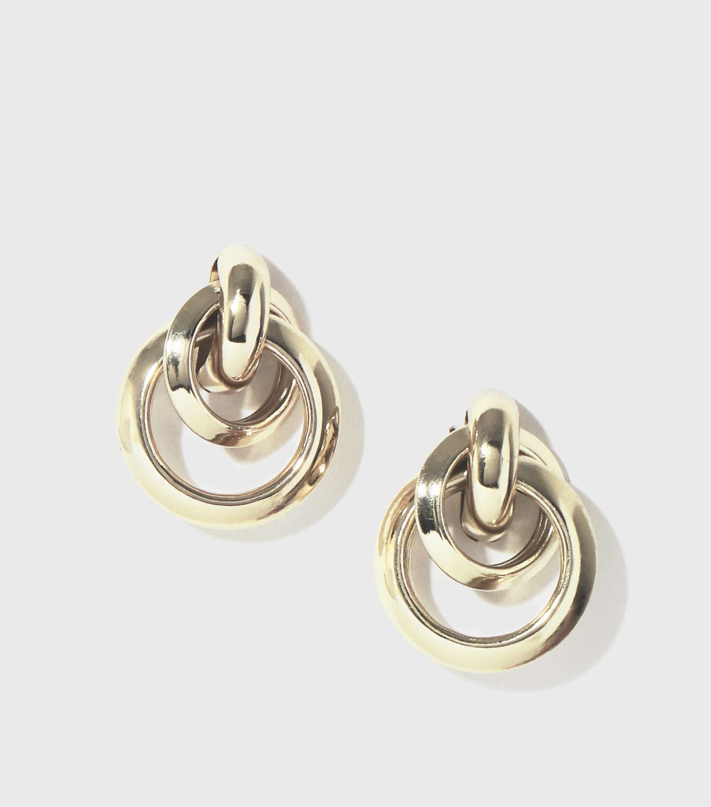 Gold Triple Hoop Mini Doorknocker Earrings