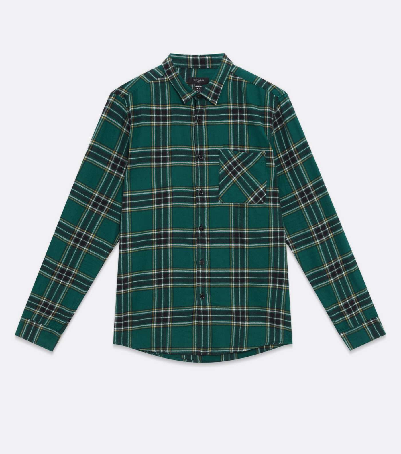 Green Check Long Sleeve Pocket Front Collared Shirt Image 5