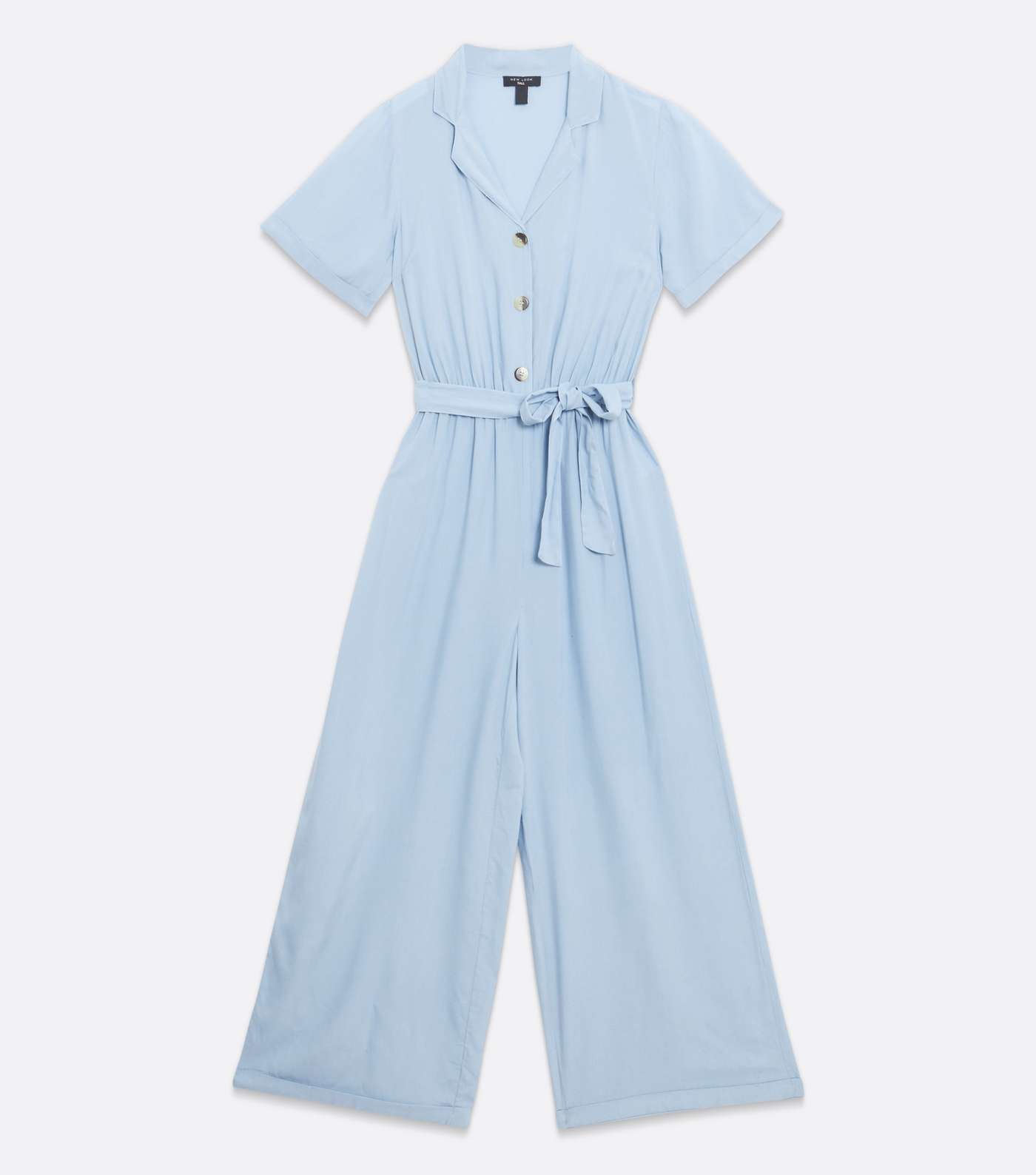 Tall Pale Blue Revere Collar Belted Jumpsuit Image 5