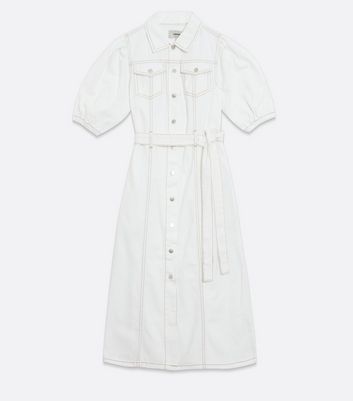 ladies white denim dress