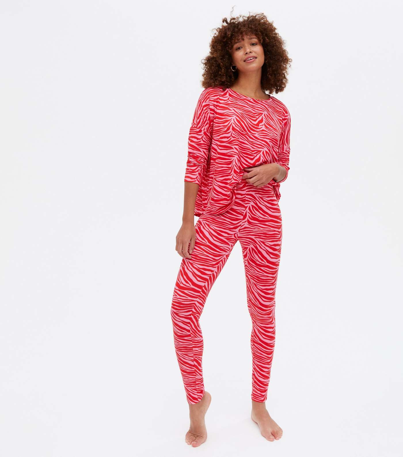 Red Zebra Print Soft Touch Legging Pyjama Set Image 3
