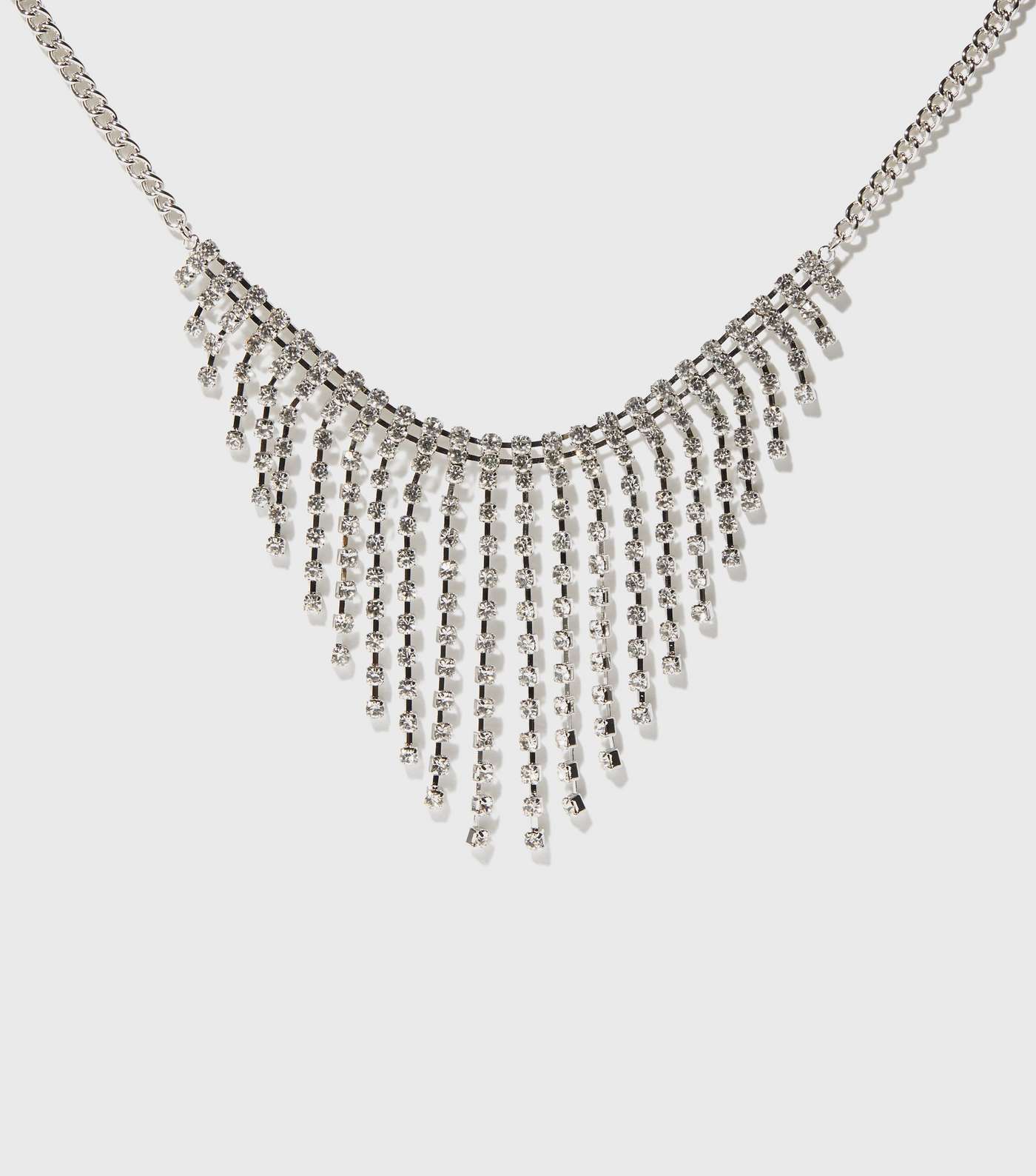 Silver Diamanté Waterfall Necklace