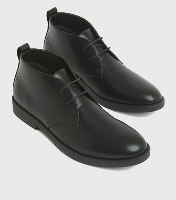 Leather desert boots black best sale