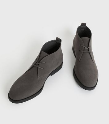 Dark Grey Suedette Round Toe Lace Up 