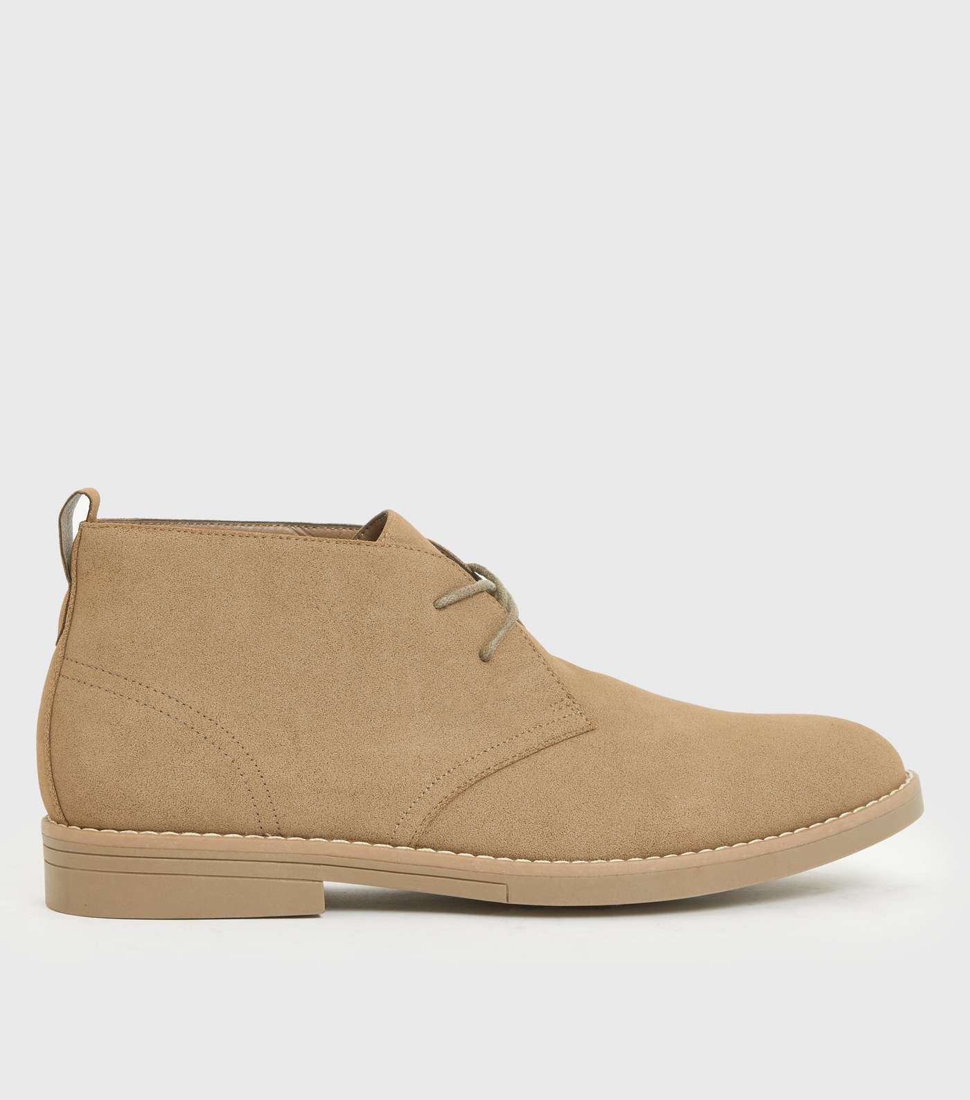 Stone Suedette Round Toe Lace Up Desert Boots