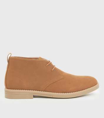 Tan Suedette Round Toe Lace Up Desert Boots