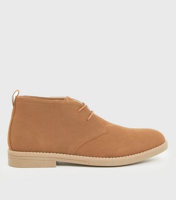 Tan Suedette Round Toe Lace Up Desert 