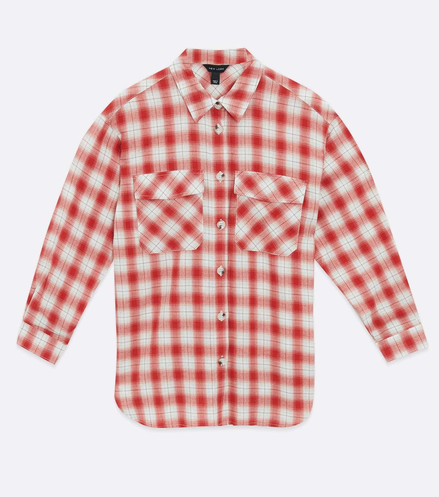 Red Check Pocket Front Oversized Shirt Image 5