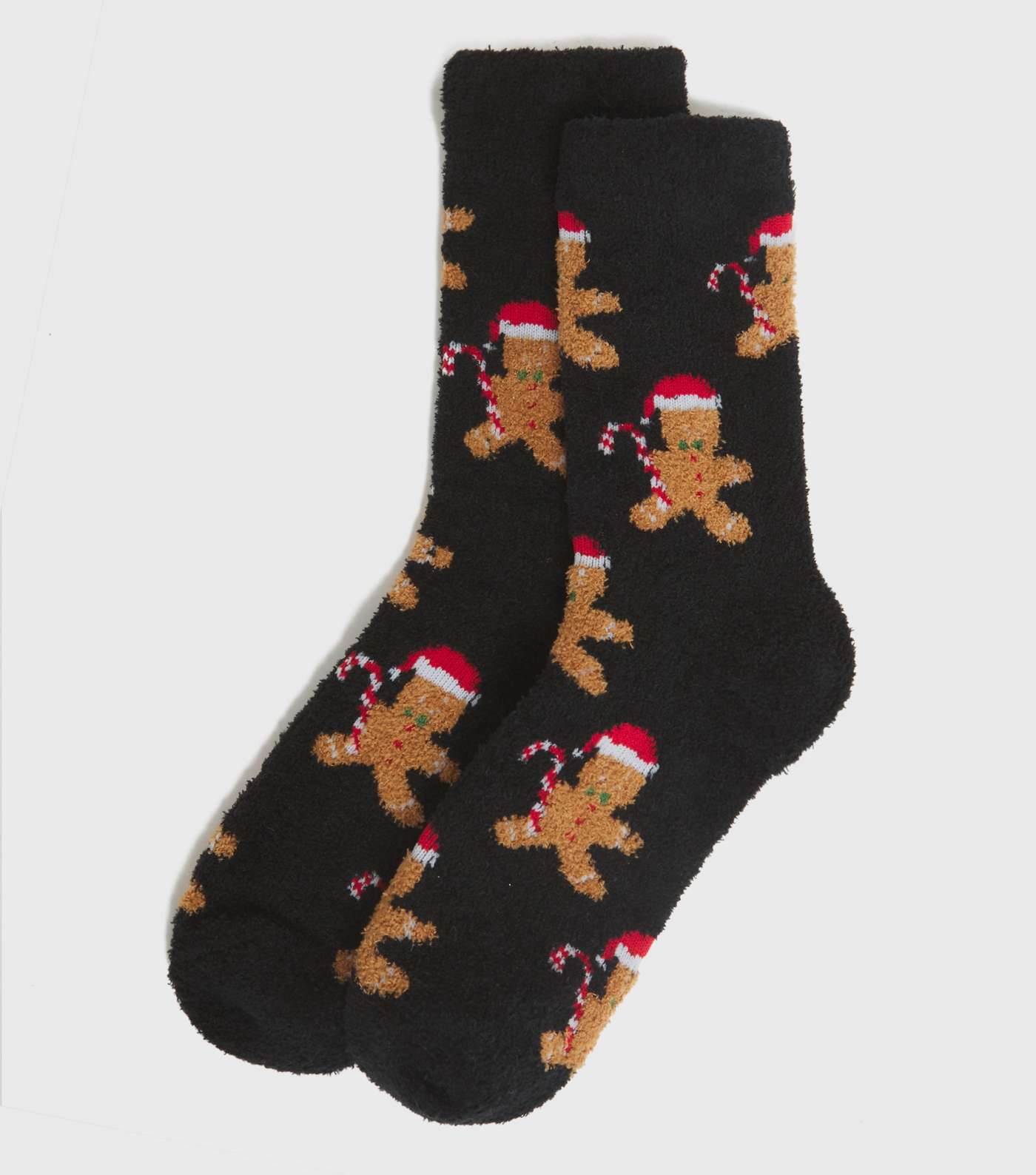 Black Christmas Gingerbread Fluffy Socks