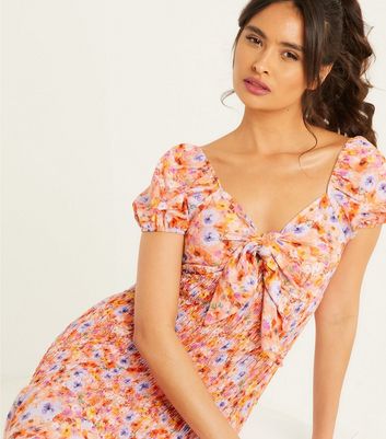 new look orange floral dress
