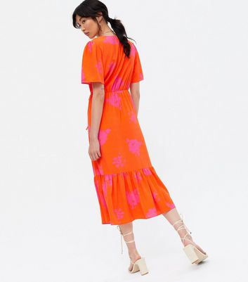 new look orange floral dress