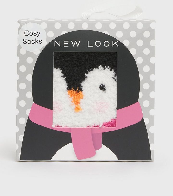 Black Penguin Fluffy Socks | New Look