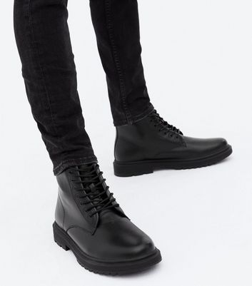 Mens chunky hot sale black boots