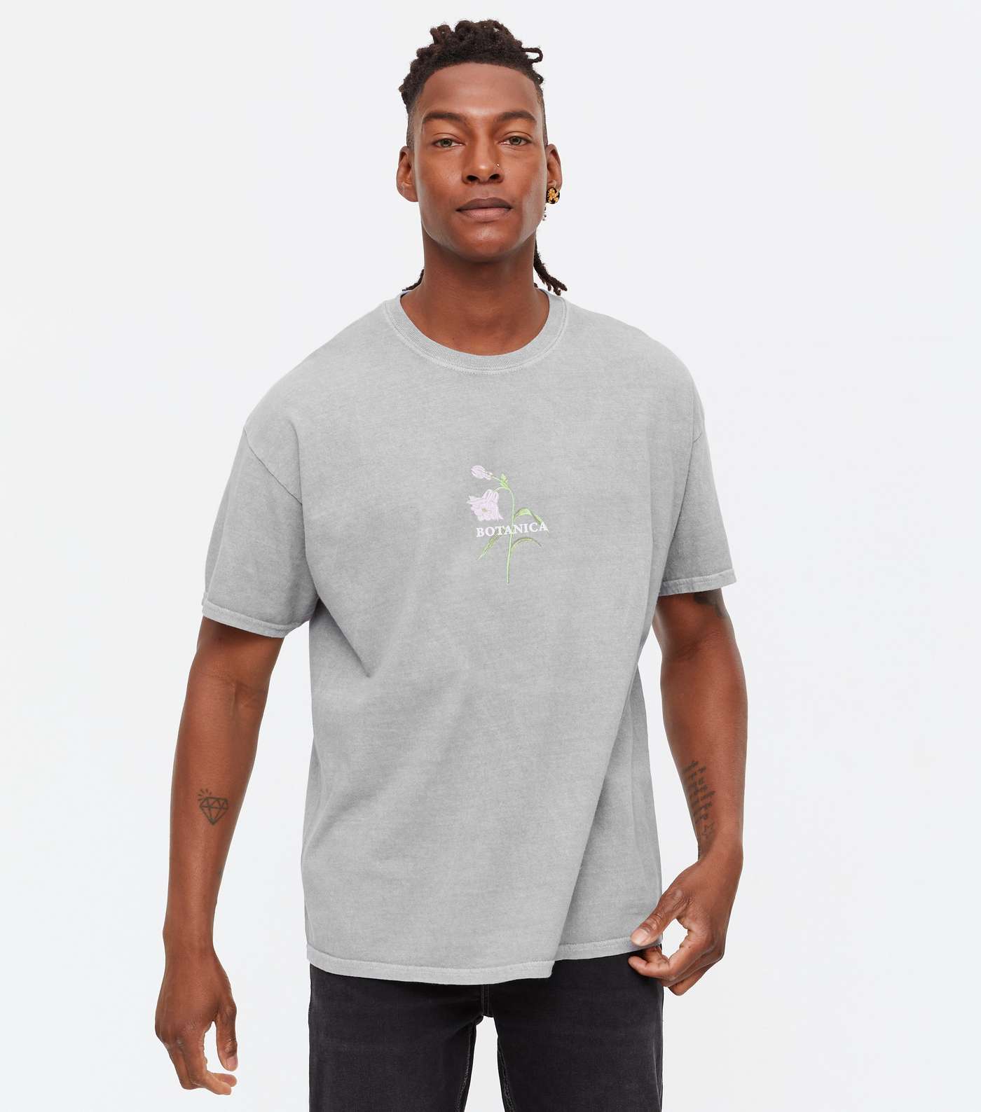 Grey Overdyed Botanica Rose Logo T-Shirt