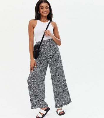Petite Black Spot High Waist Wide Leg 
