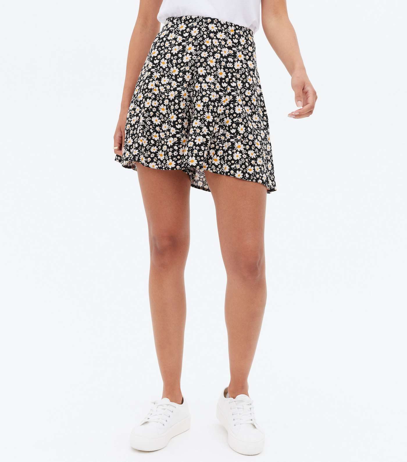Tall Black Floral Flippy Shorts Image 2