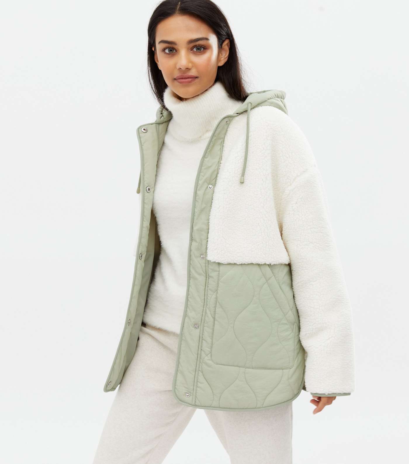 Cream Quilted Teddy Jacket