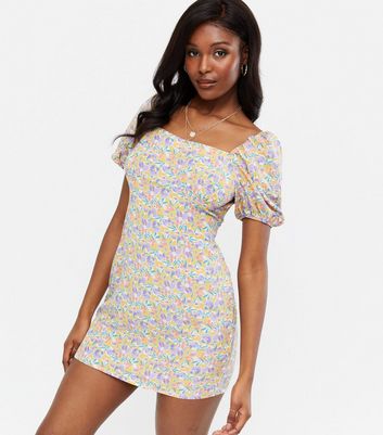 new look puff sleeve mini dress