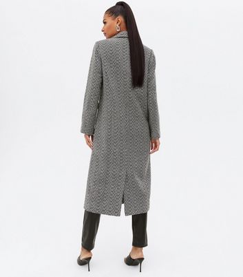 Click to view product details and reviews for Black Chevron Double Breasted Midi Coat New Look.