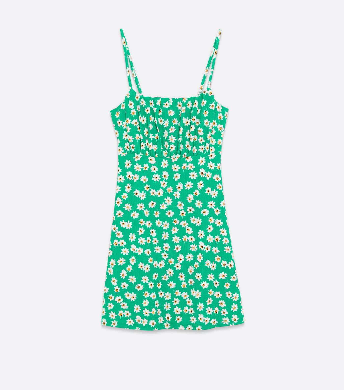 Green Daisy Ruched Strappy Slip Dress Image 5