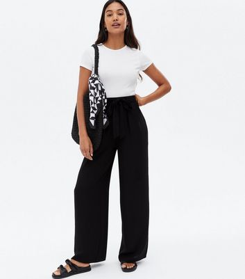 Black belted shop wide leg trousers