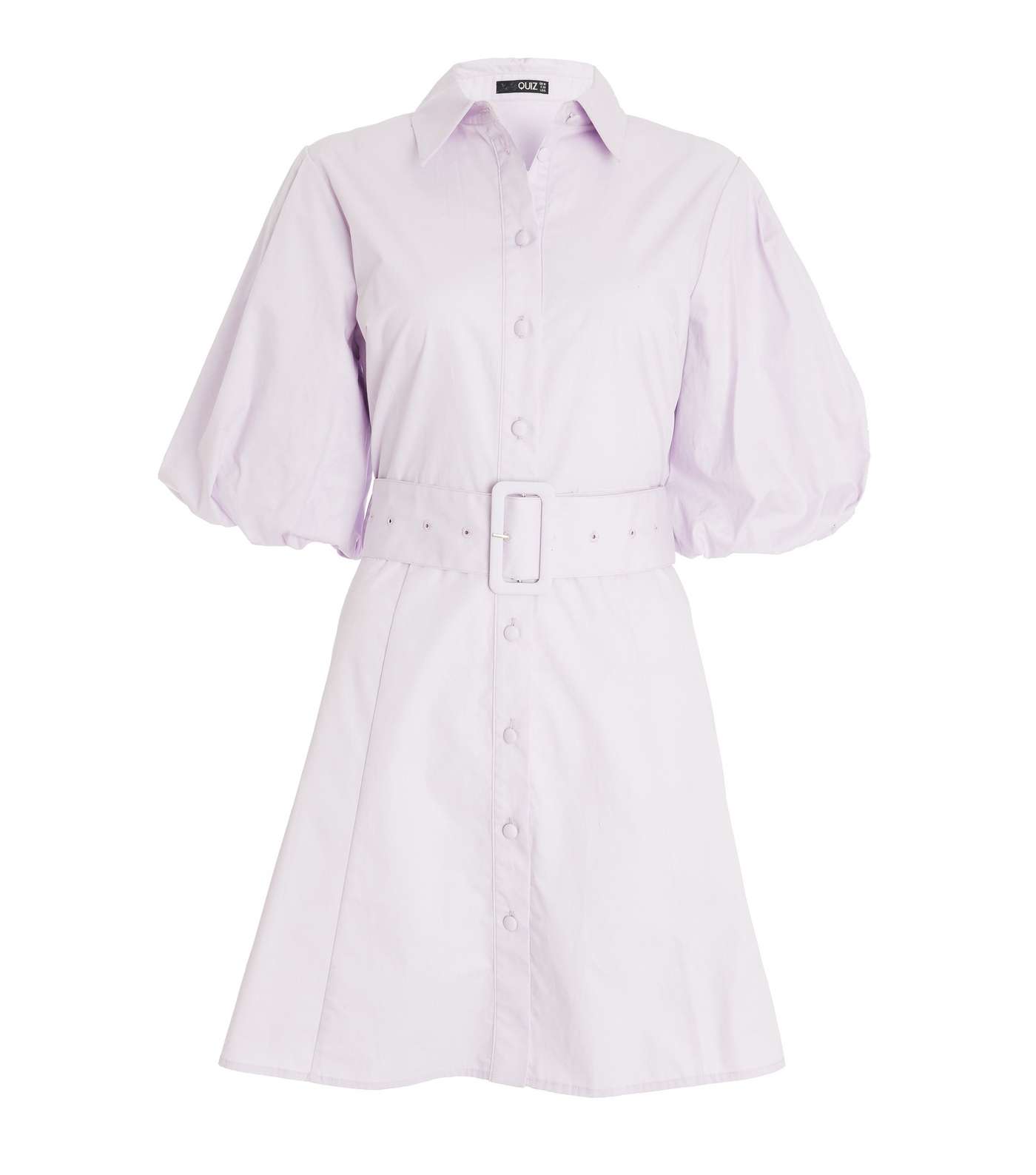 QUIZ Lilac Belted Puff Sleeve Mini Dress Image 4