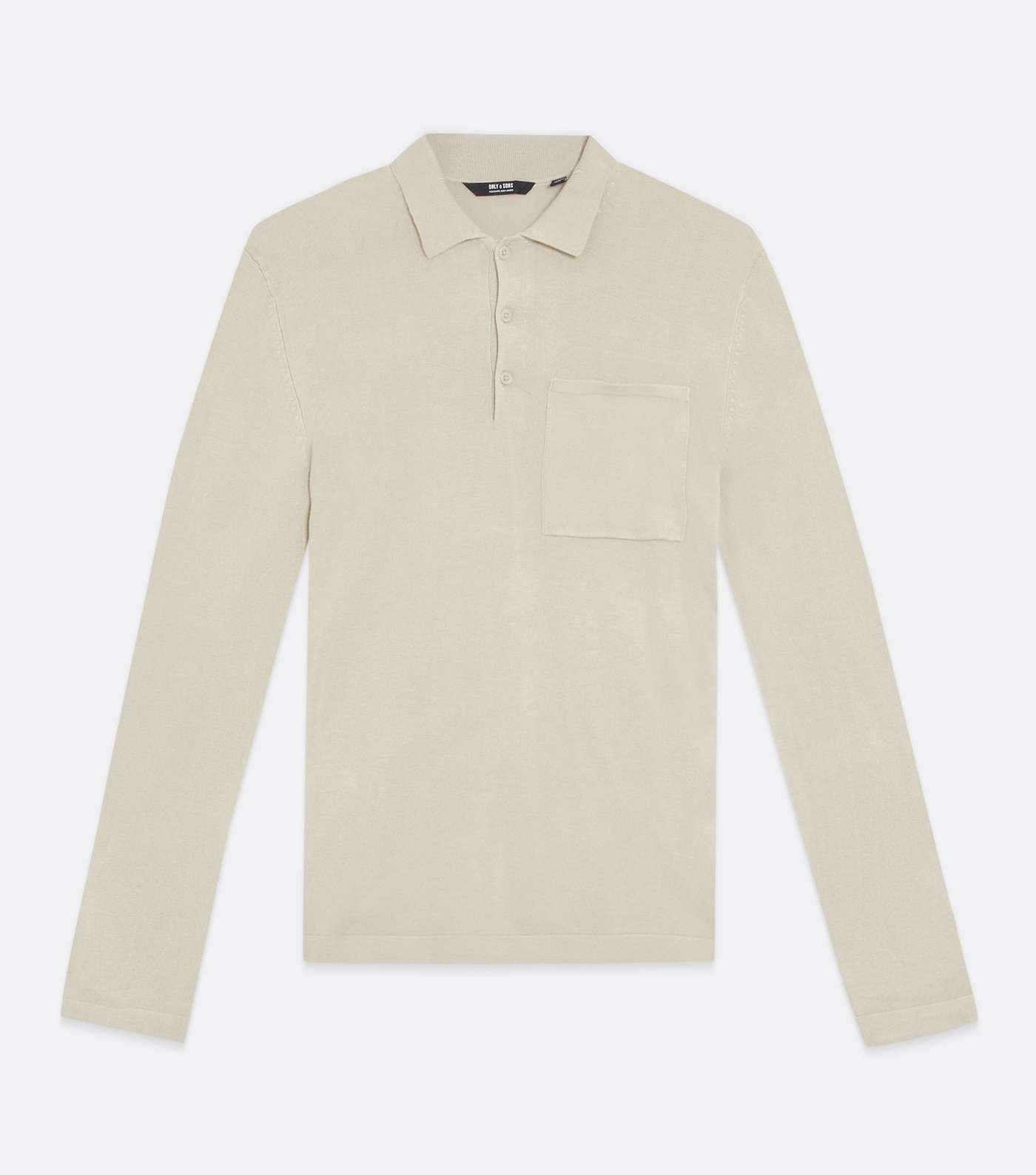Only & Sons Stone Knit Long Sleeve Polo Shirt Image 5