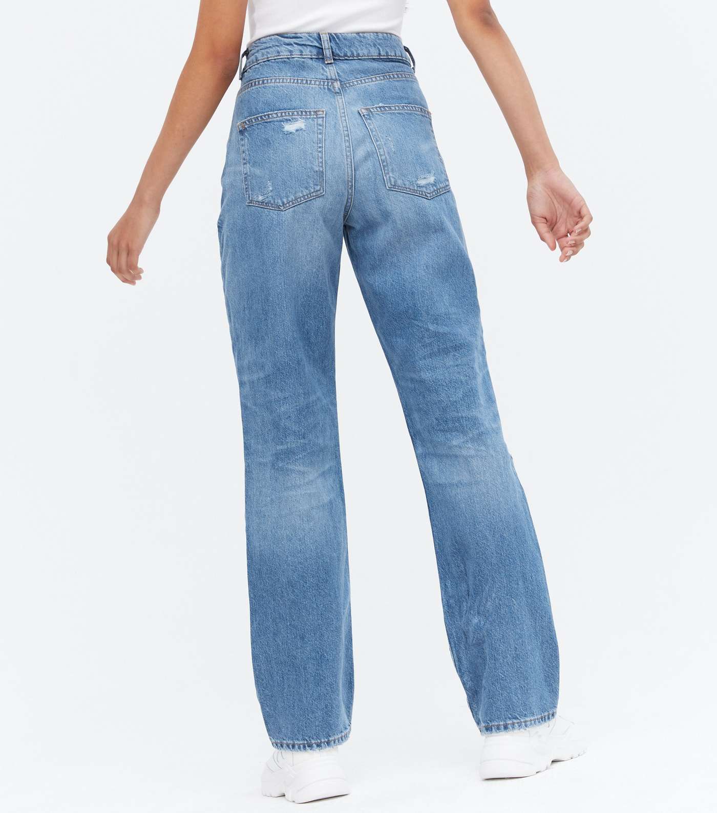 Blue Extreme Rip Full Length Anica Straight Leg Jeans Image 4