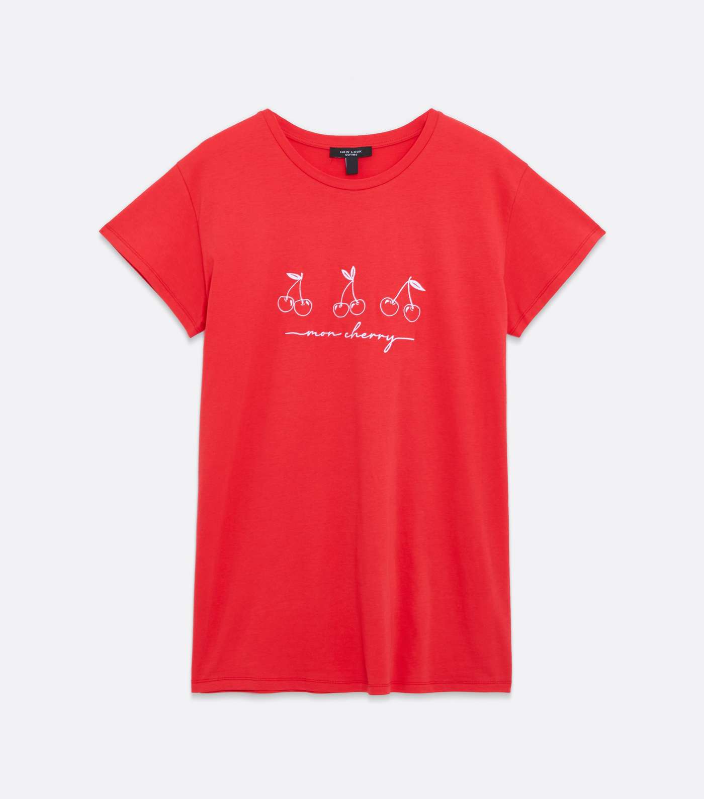 Curves Red Cherry Embroidered T-Shirt Image 5