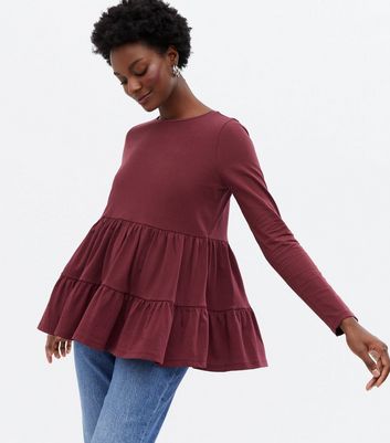 maroon peplum top