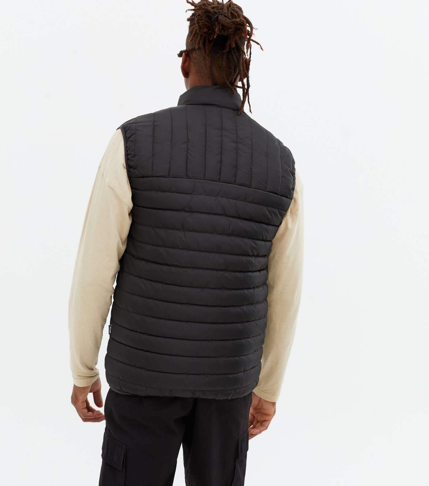 Only & Sons Black Quilted High Neck Gilet Image 4