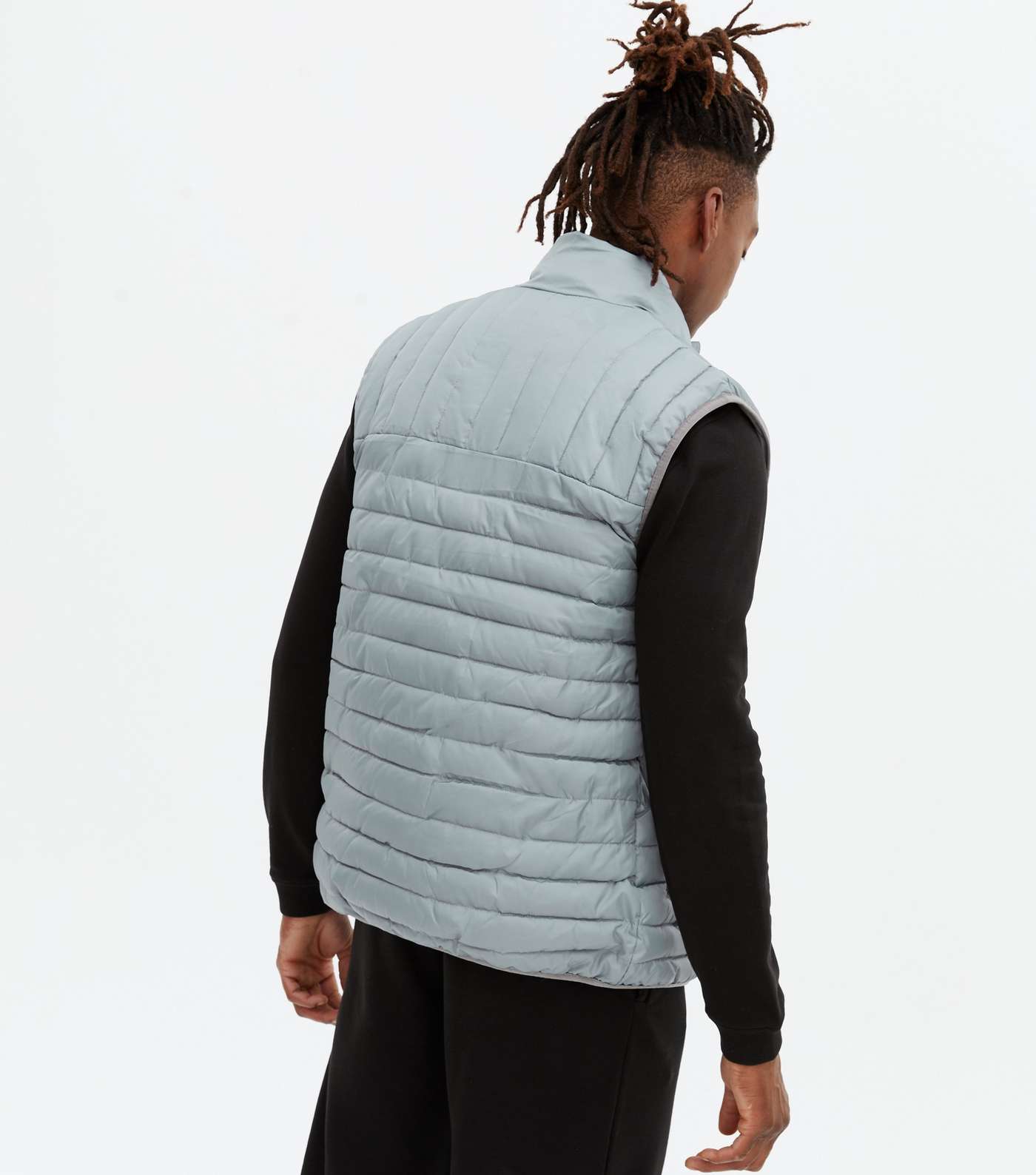 Only & Sons Pale Blue Quilted High Neck Gilet Image 4