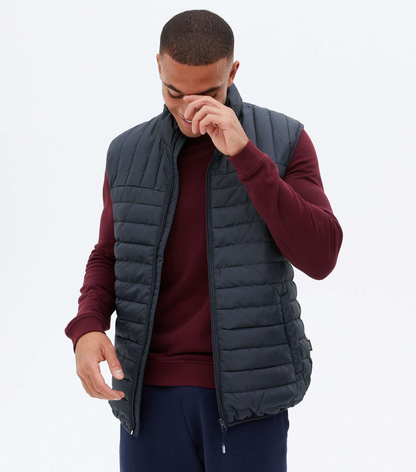 Only & Sons Navy Quilted High Neck Gilet
