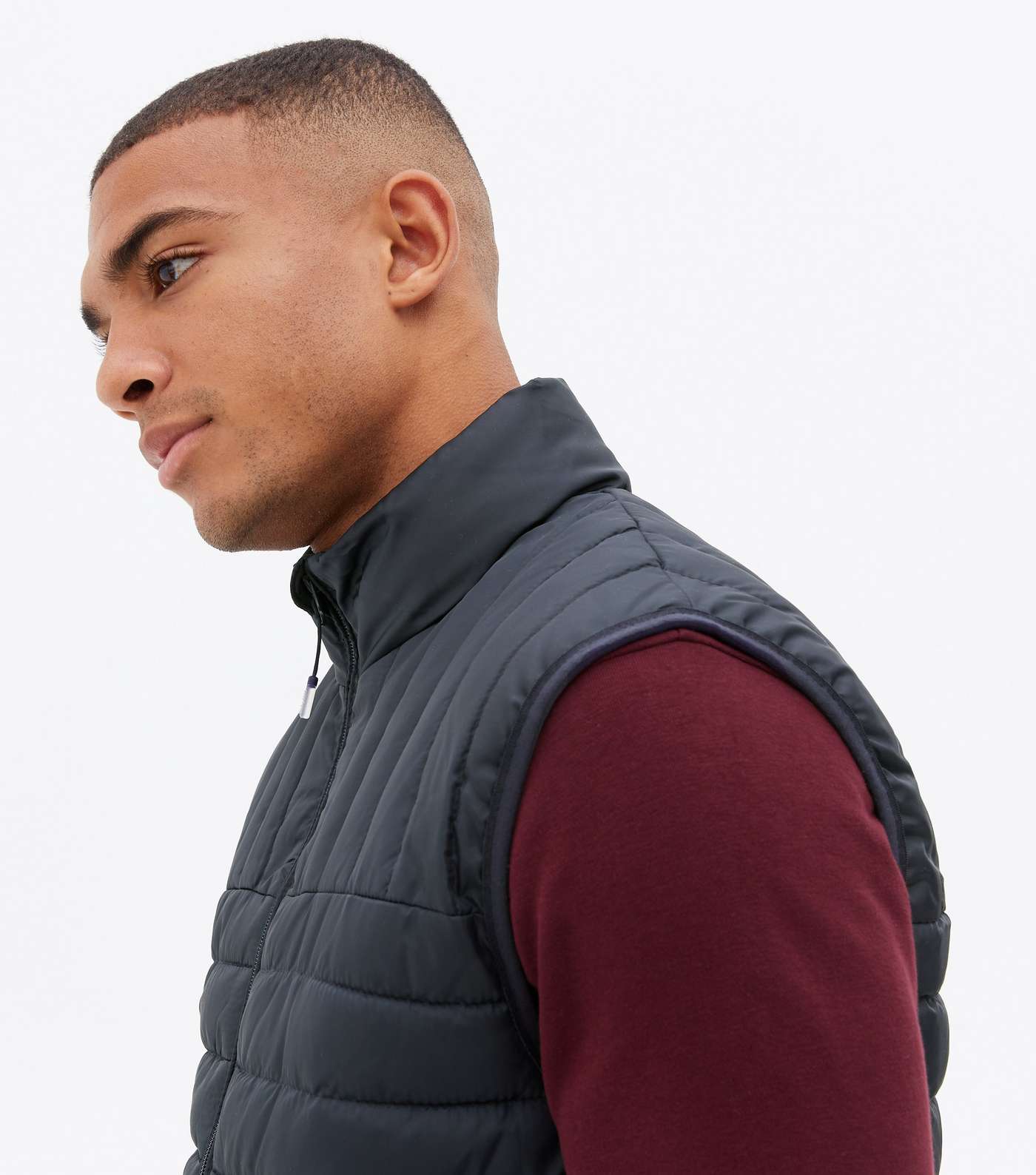 Only & Sons Navy Quilted High Neck Gilet Image 3