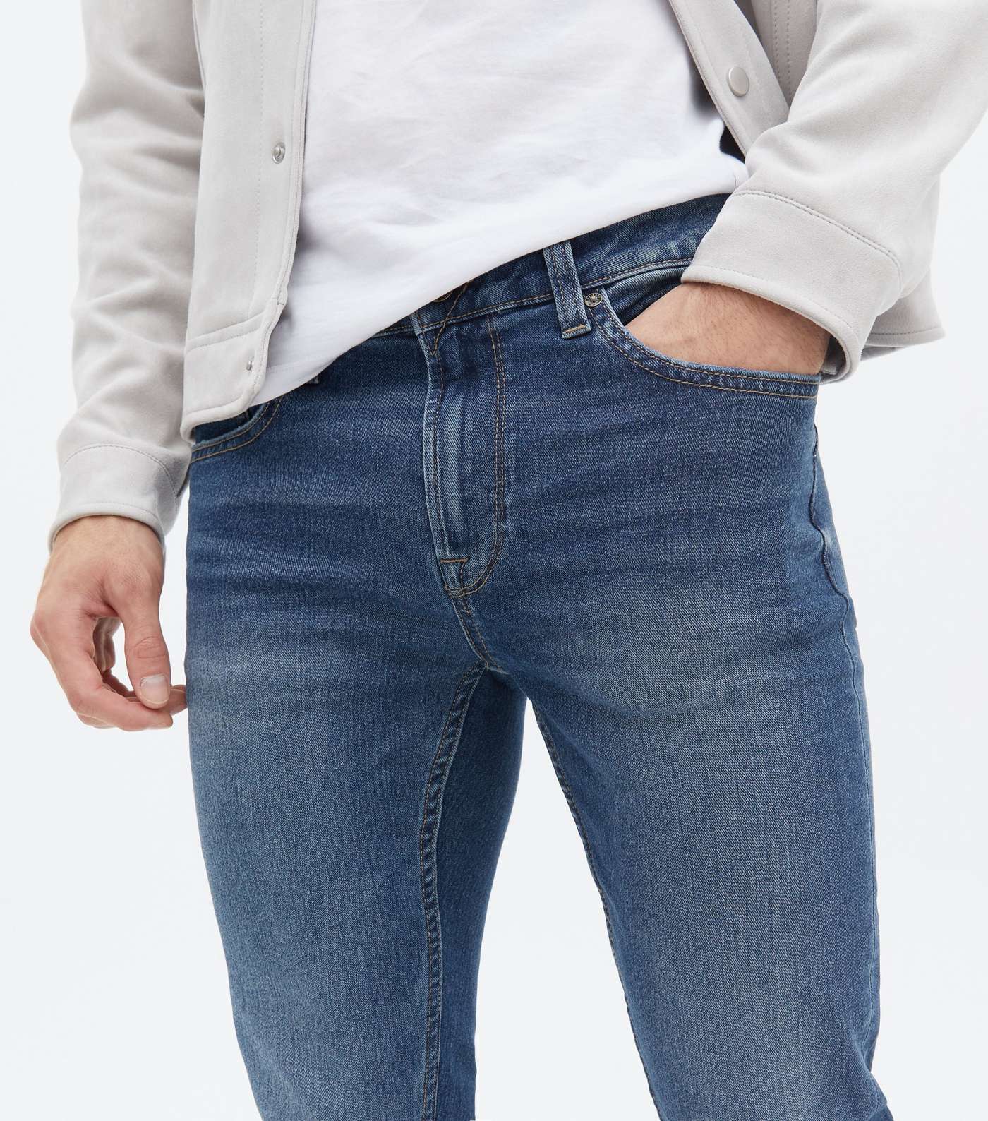 Only & Sons Blue Mid Wash Skinny Jeans Image 3
