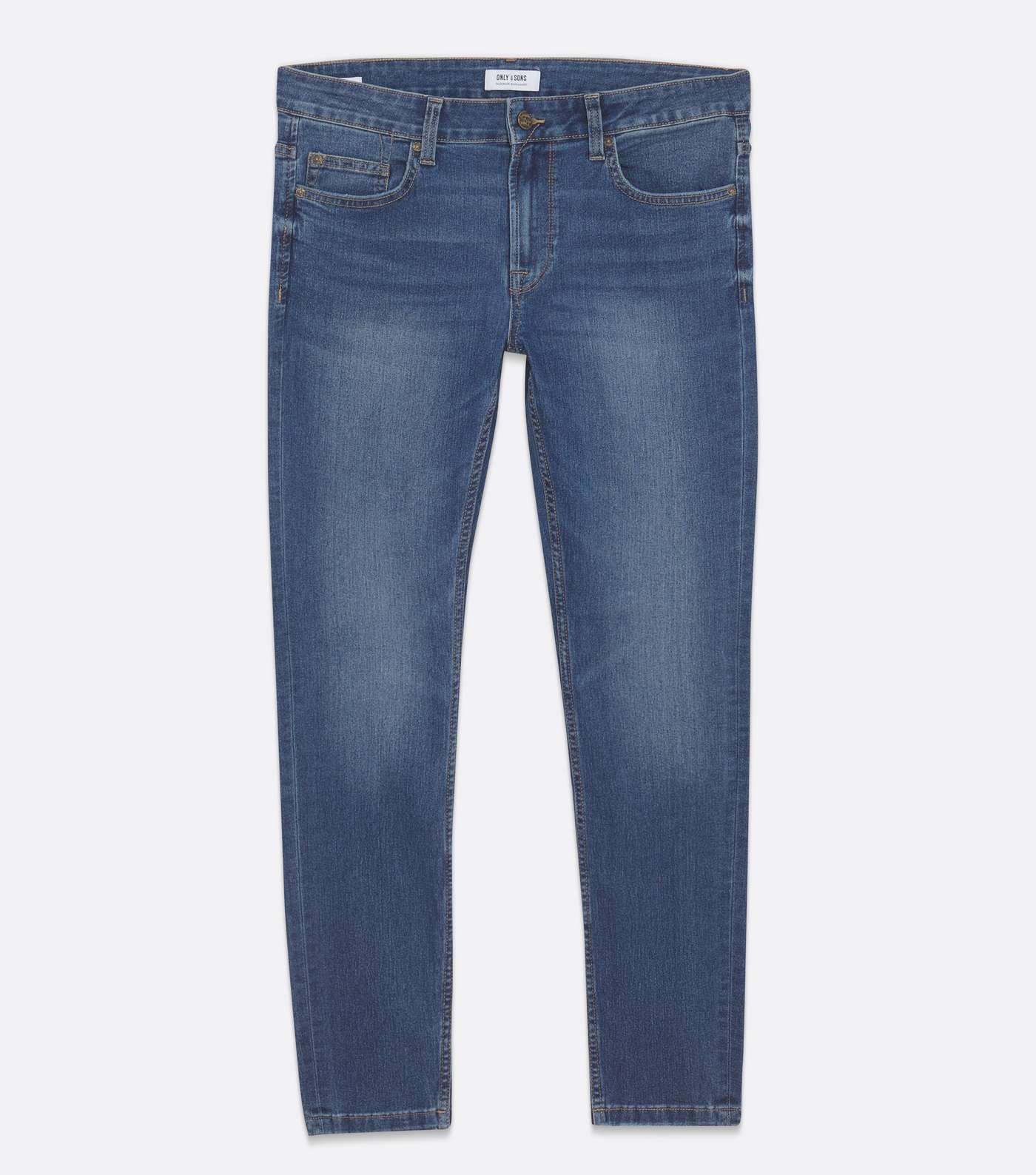 Only & Sons Blue Mid Wash Skinny Jeans Image 5