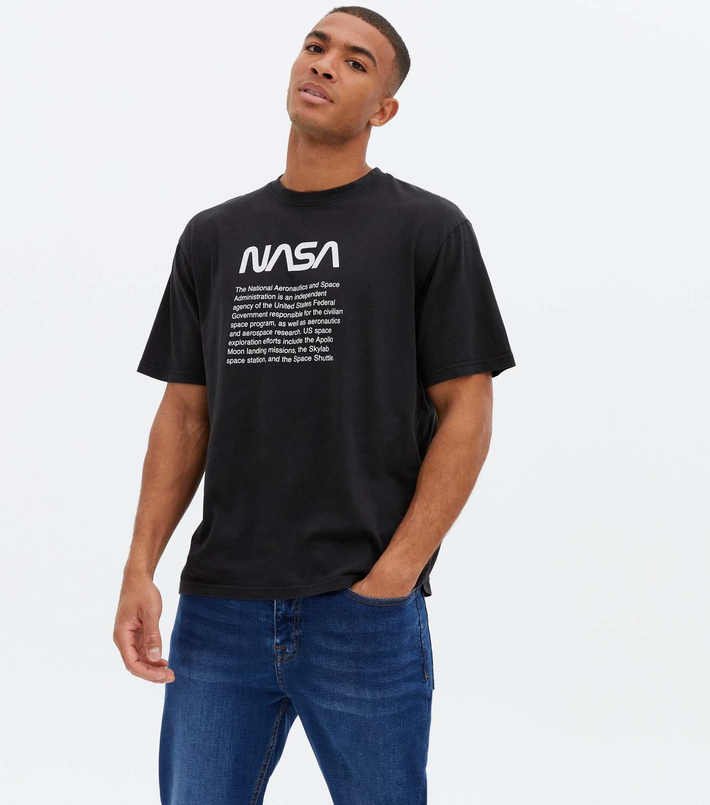 Only & Sons Black NASA Logo Crew T-Shirt