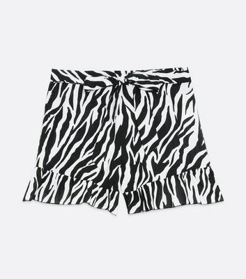 new look black and white shorts