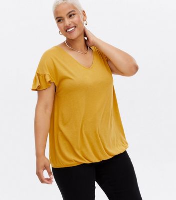 mustard v neck top