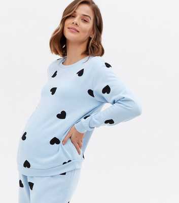 Maternity Blue Heart Pyjama Sweatshirt