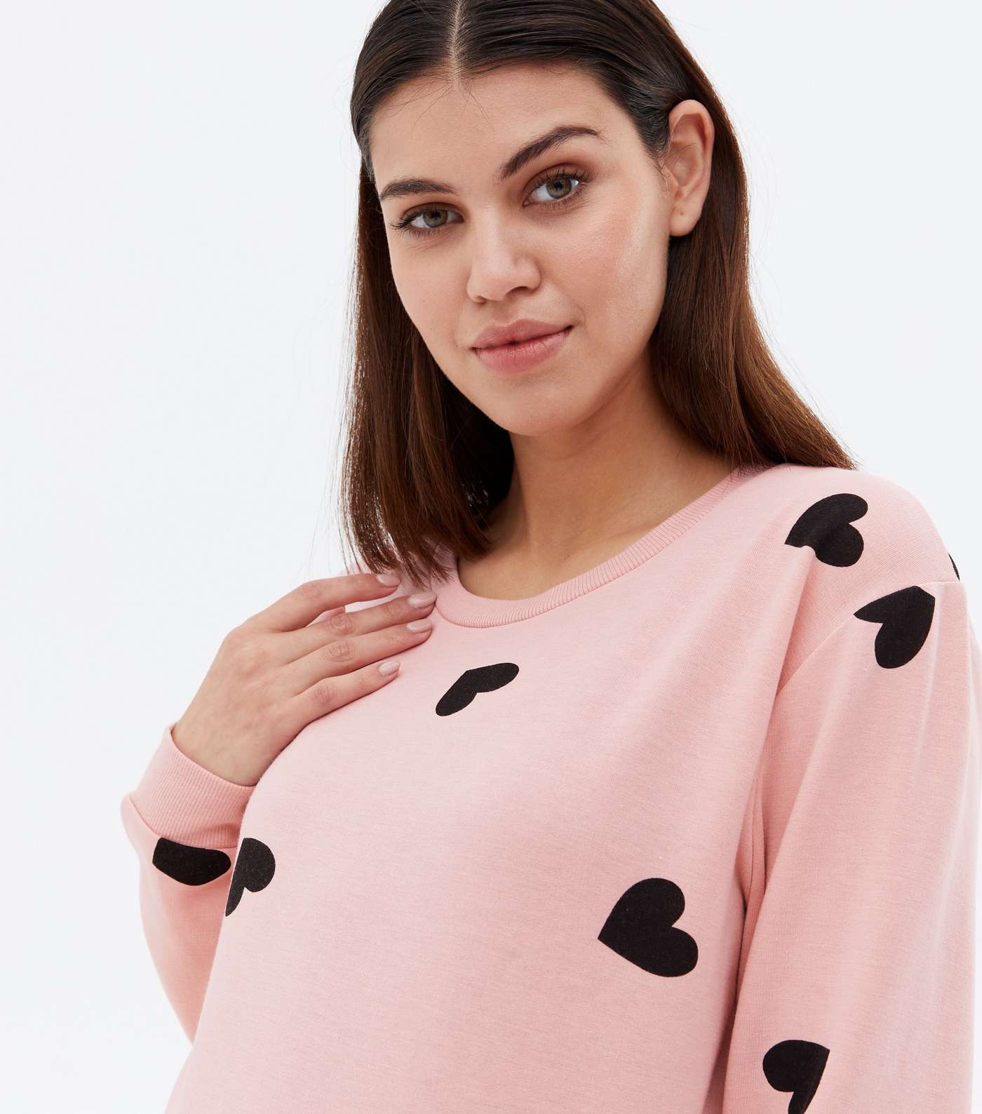 Maternity Pink Heart Pyjama Sweatshirt Image 2