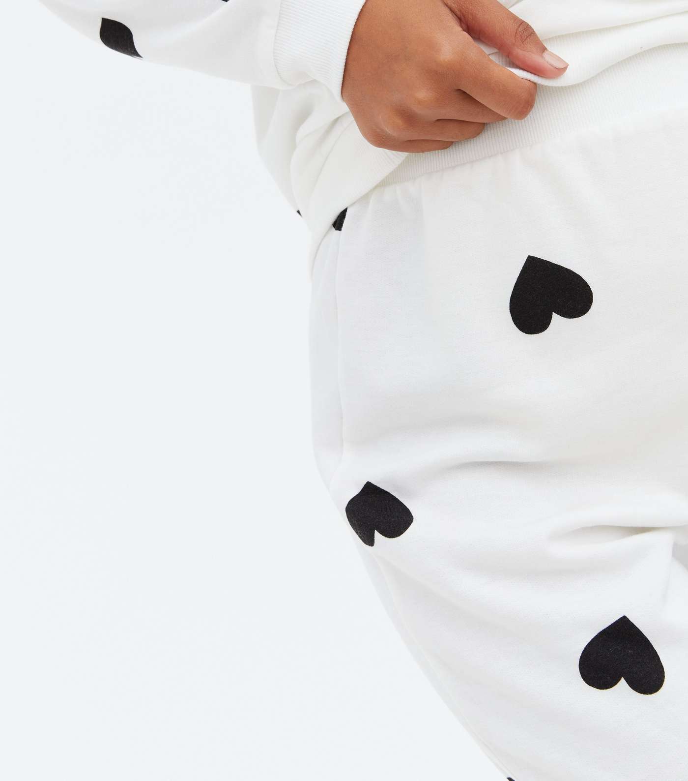 Maternity White Heart Pyjama Joggers Image 3