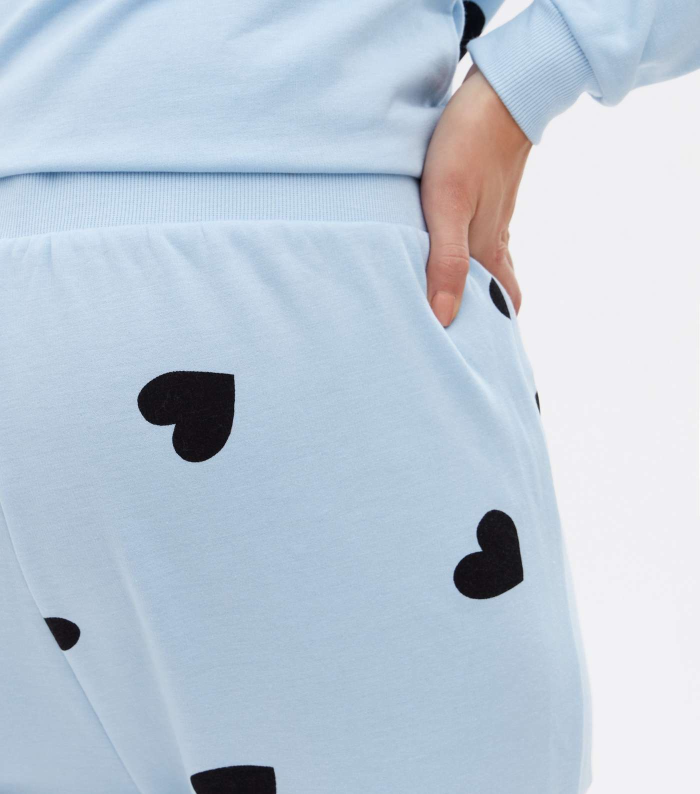 Maternity Blue Heart Over Bump Pyjama Joggers Image 3