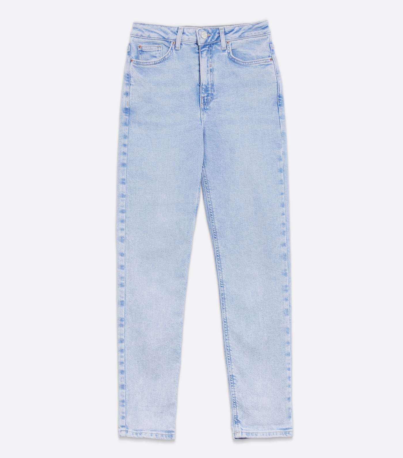 Girls Pale Blue Bleach Wash High Waist Slim Fit Tori Mom Jeans Image 5