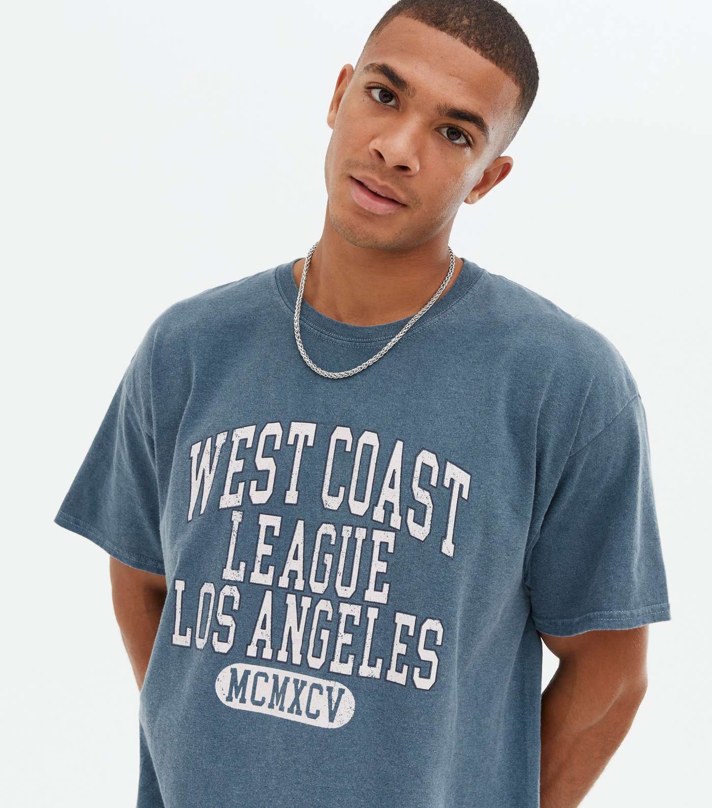 Blue Overdyed West Coast Varsity Logo T-Shirt