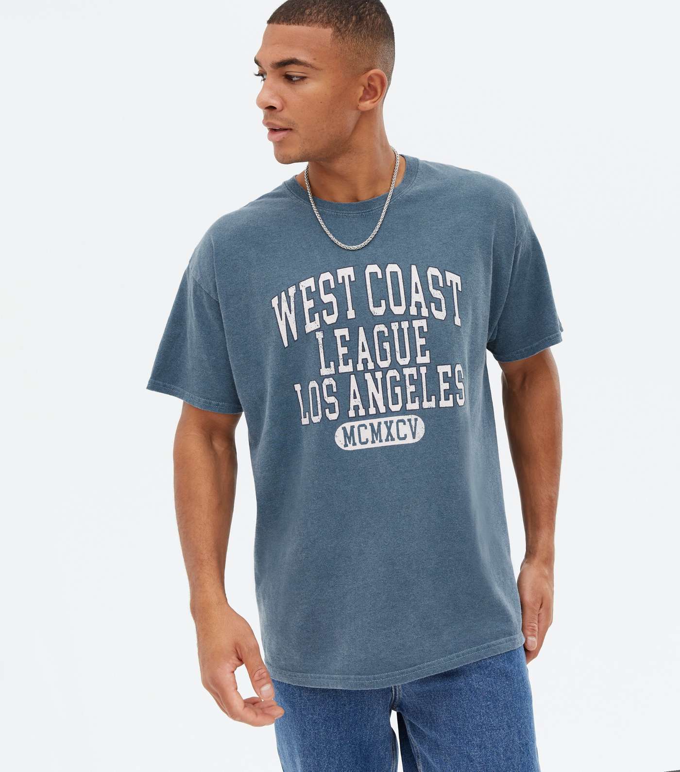Blue Overdyed West Coast Varsity Logo T-Shirt Image 3