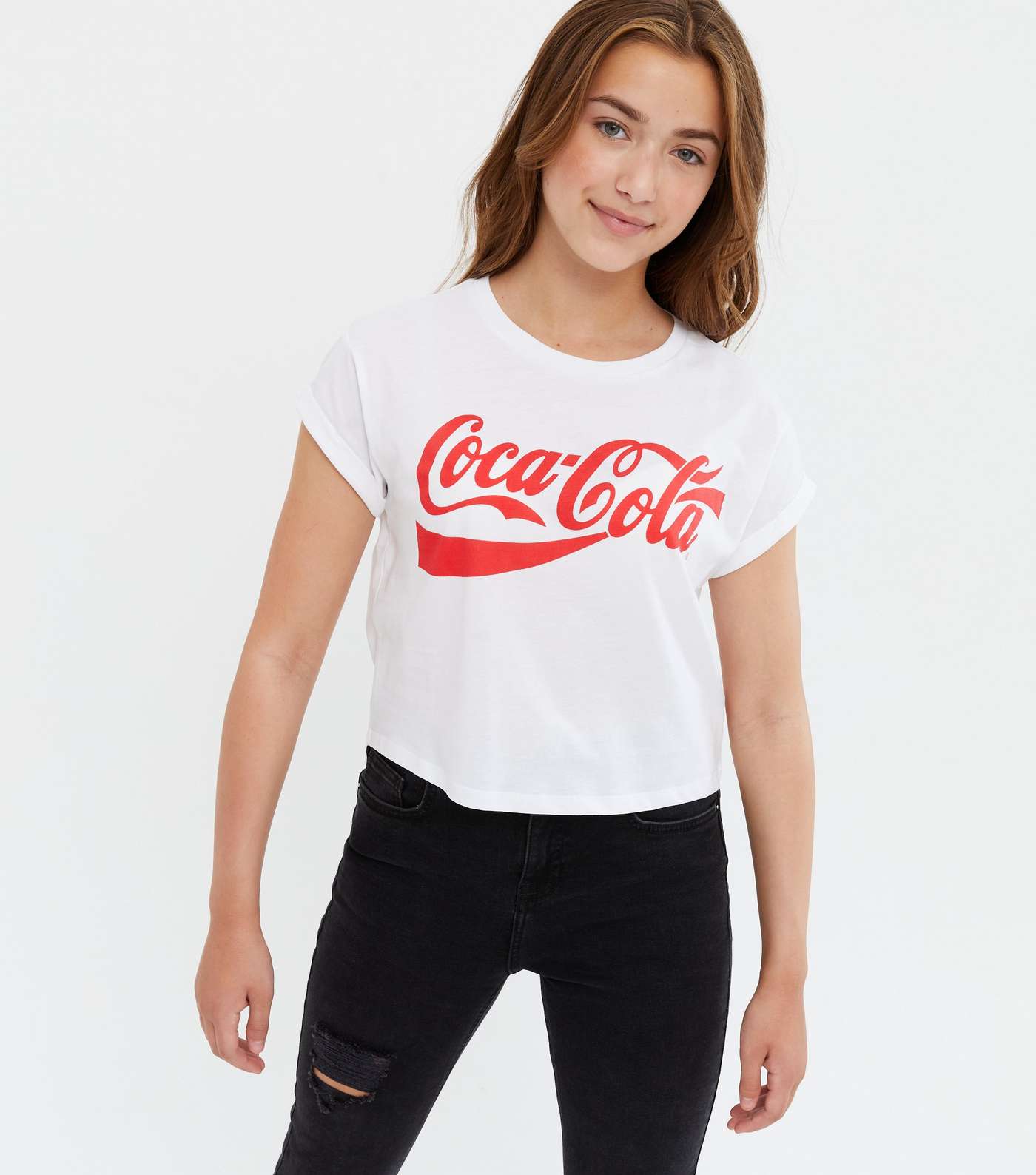 Girls White Coca-Cola Logo T-Shirt